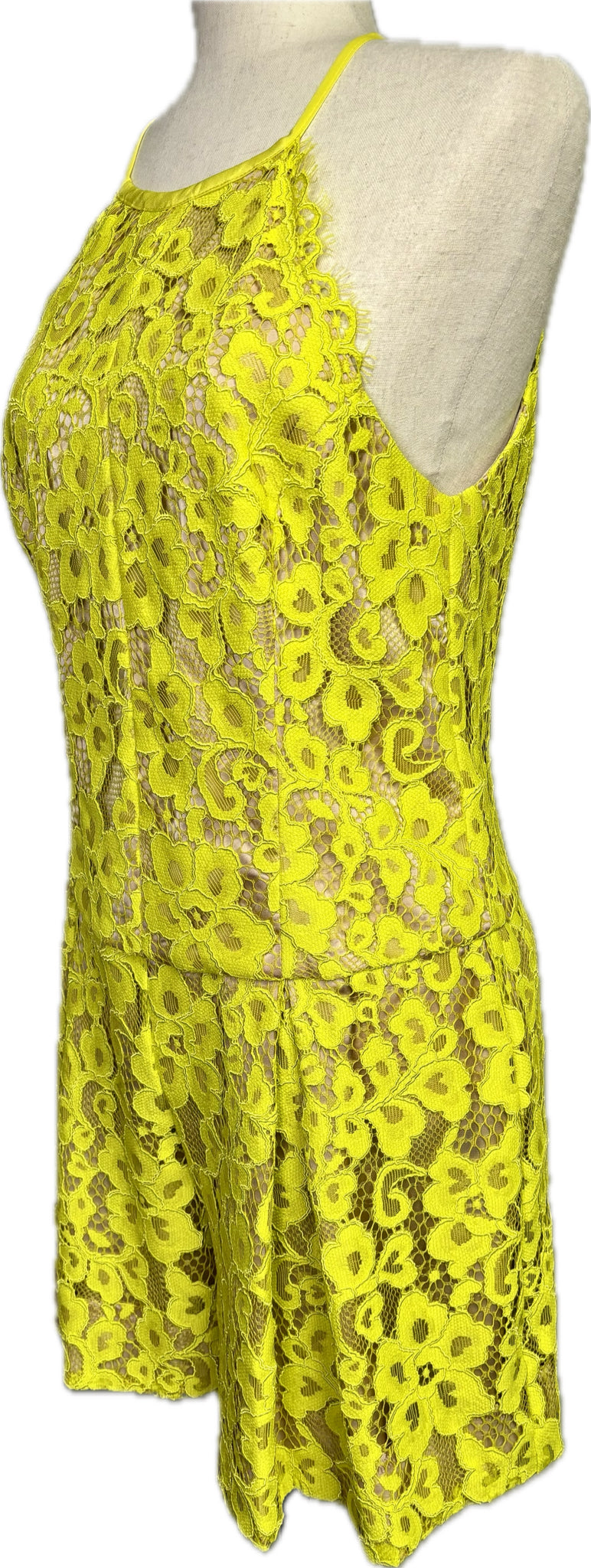 Women Size 6 Trina Turk Yellow Lace Polyester Romper/Jumpsuit