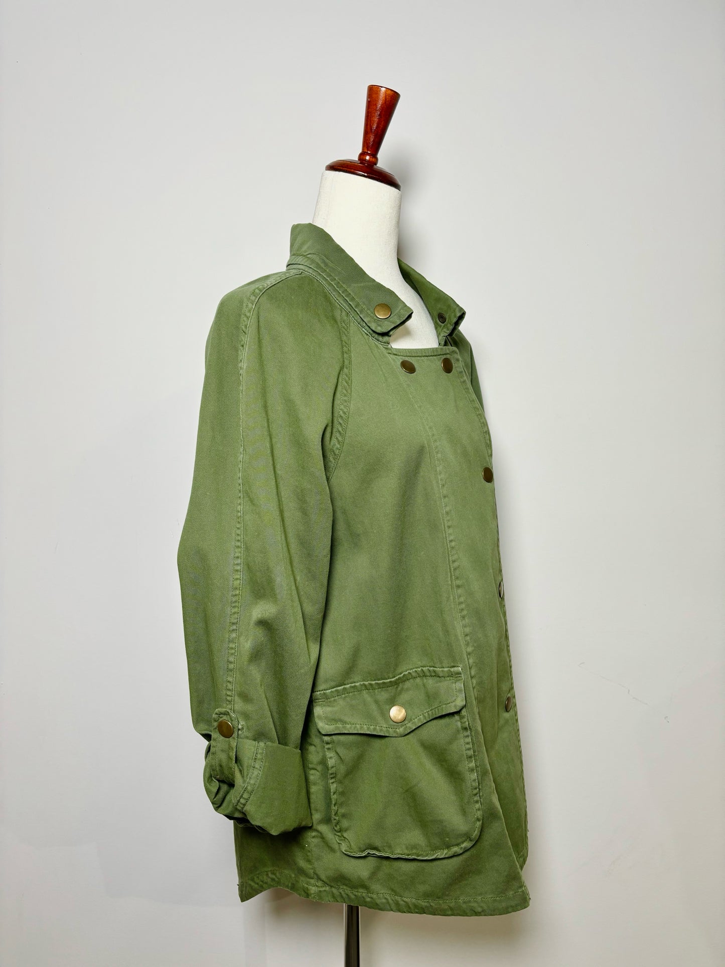 Women Size S Textile Elizabeth & James Army Green Solid Cotton Jacket