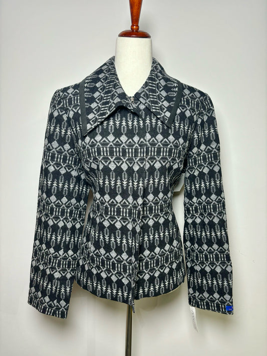 Women Size L Pendleton Black, Gray Print Wool Jacket