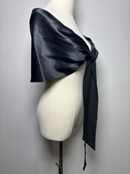 Nicole Miller Silver Silk Black Shawl