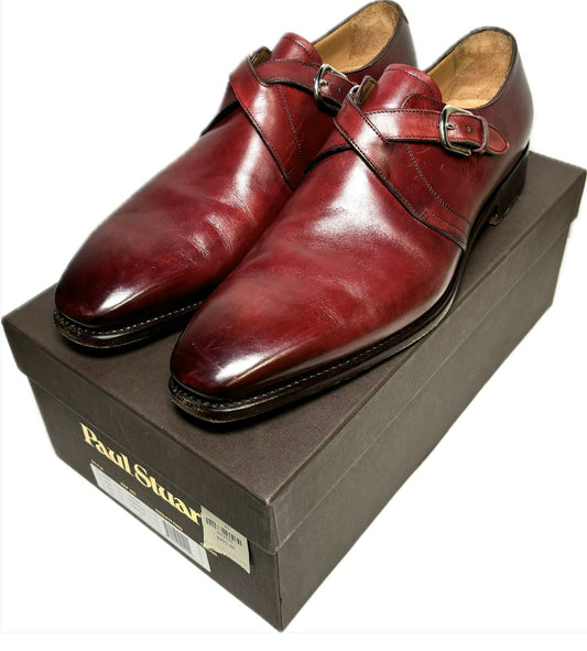 Paul Stuart Bordeaux Leather Solid Size 10 Cowhide Men's Shoes