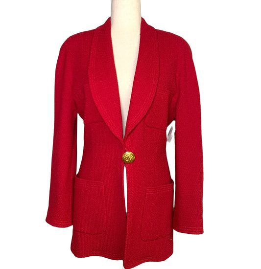 Women Size 38 Chanel Fuchsia Solid Vintage Wool Blazer