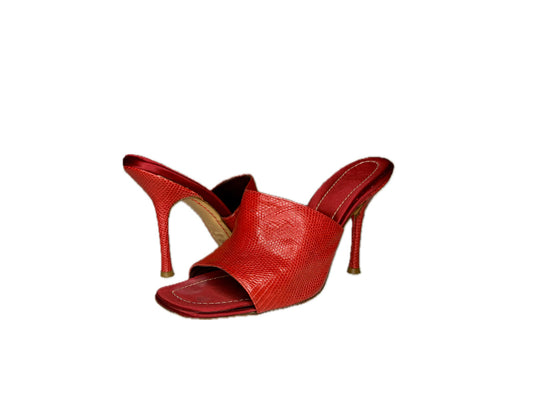 Valentino Garavani Red Leather Cowhide Heels, Sz 37.5