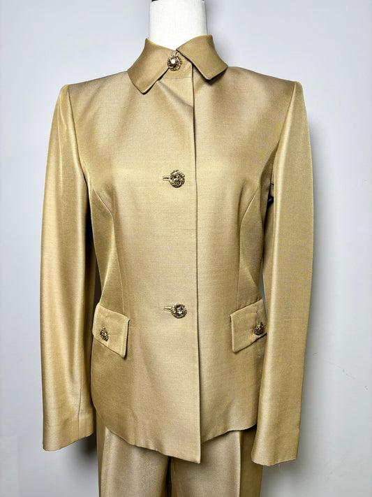 Women Size 4 Dana Buchman Gold Silk, Wool Blend Blazer