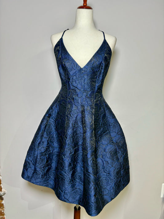 Women Size 14 Halston Heritage Navy Floral Brocade Dress