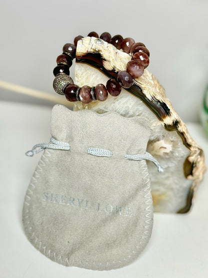 Brown Sheryl Lowe Gray Moonstone Beads Bracelet