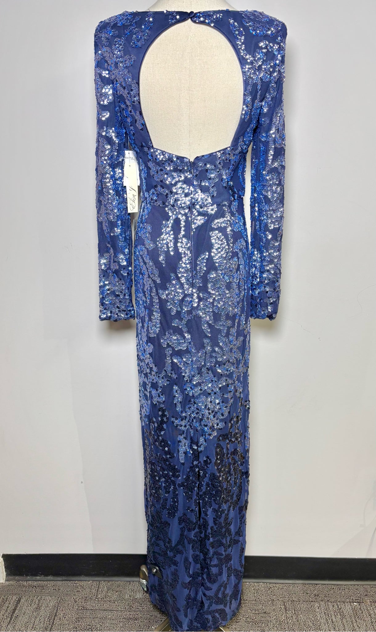 Women Size 8 Eliza J Blue Sequins Special Occasion Gown