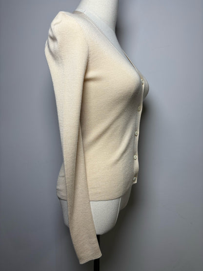 Women Size XS Prada Bone Solid Cashmere Cardigan V-neck Sweater