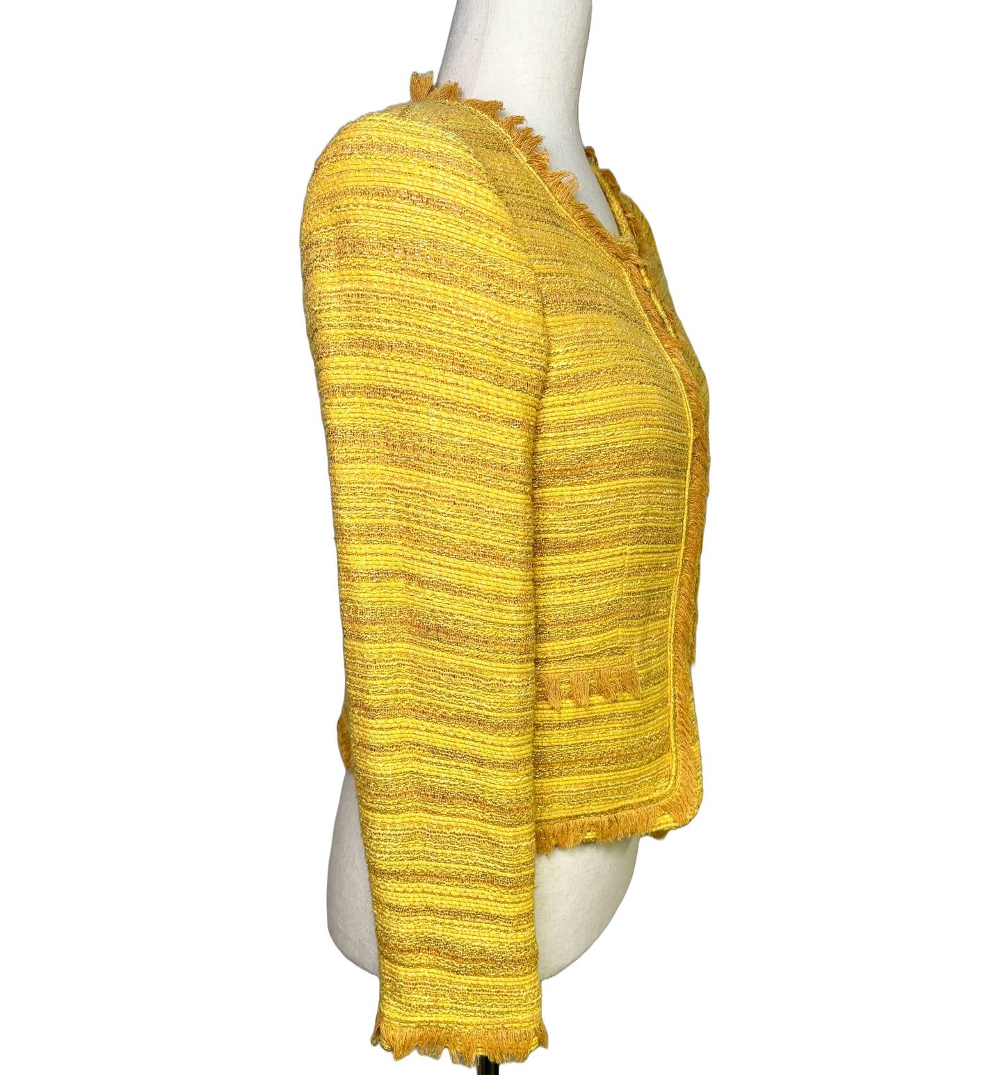 Women Size S Alice + Olivia Yellow Tweed Cotton Blazer