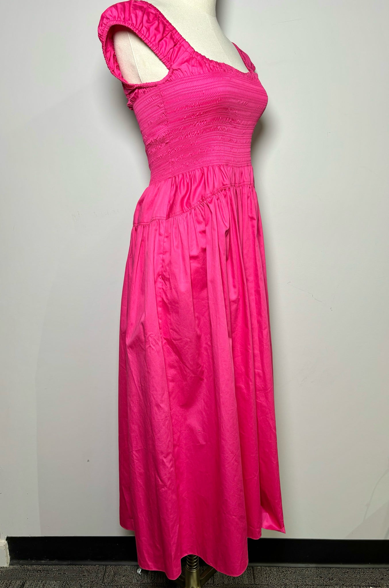 Women Size XS La Ligne New York Fuchsia Cotton Midi Dress