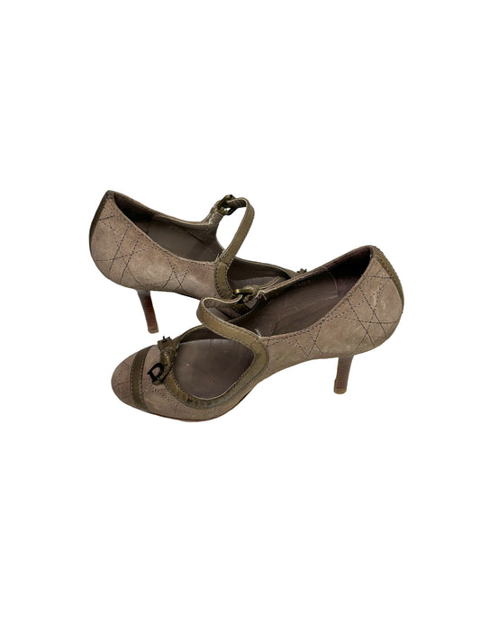 W Shoe Size 37 Christian Dior Taupe  Suede Mary Jane Heels