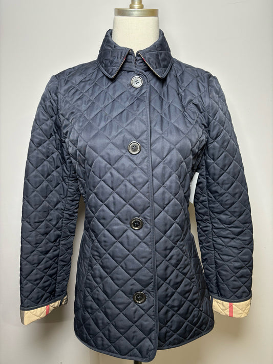 Navy Women Size M Burberry Brit Quilted Cotton Blend Jacket