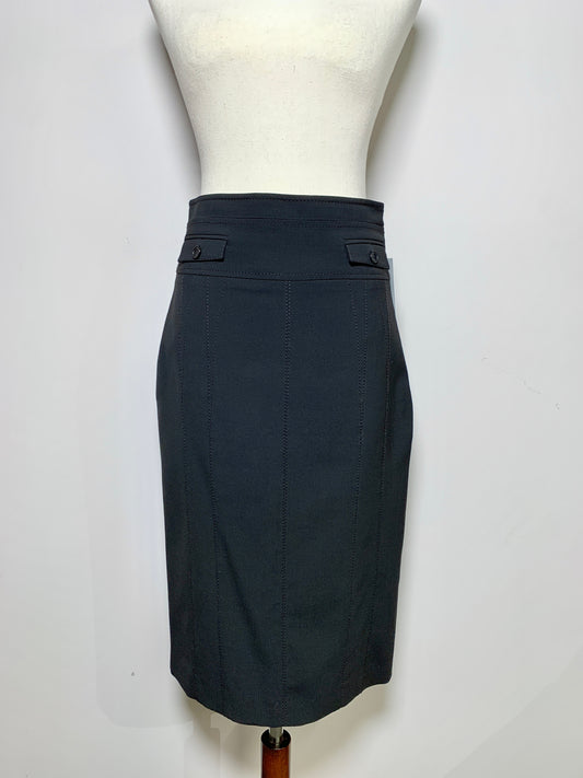 Women Size 6 Karen Millen Black Solid Wool Skirt