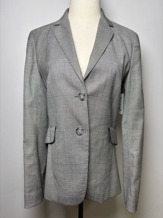 Women Size 6 Akris Punto Black Micro-houndstooth Wool Blazer