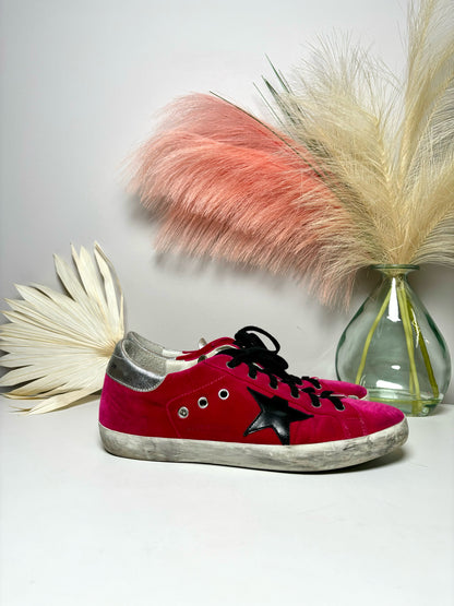 W Shoe Size 10.5 Golden Goose Magenta Velvet Black StarTennis shoes