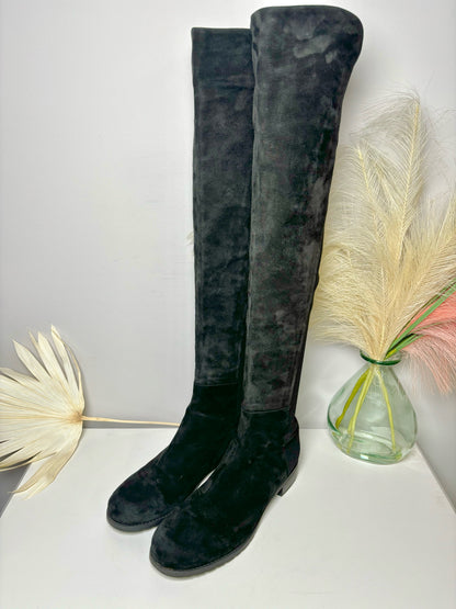 W Shoe Size 9.5 Stuart Weitzman Black Leather Suede Over the Knee Boots