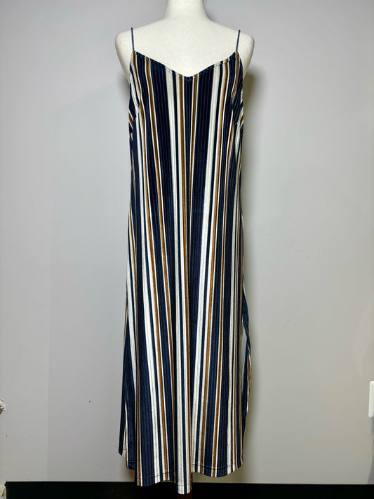 Women Size 6 Ixiah Multi-Color Stripe Velvet Midi Dress