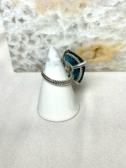 David Yurman Blue Topaz Chatelaine Hampton Size 7 Ring