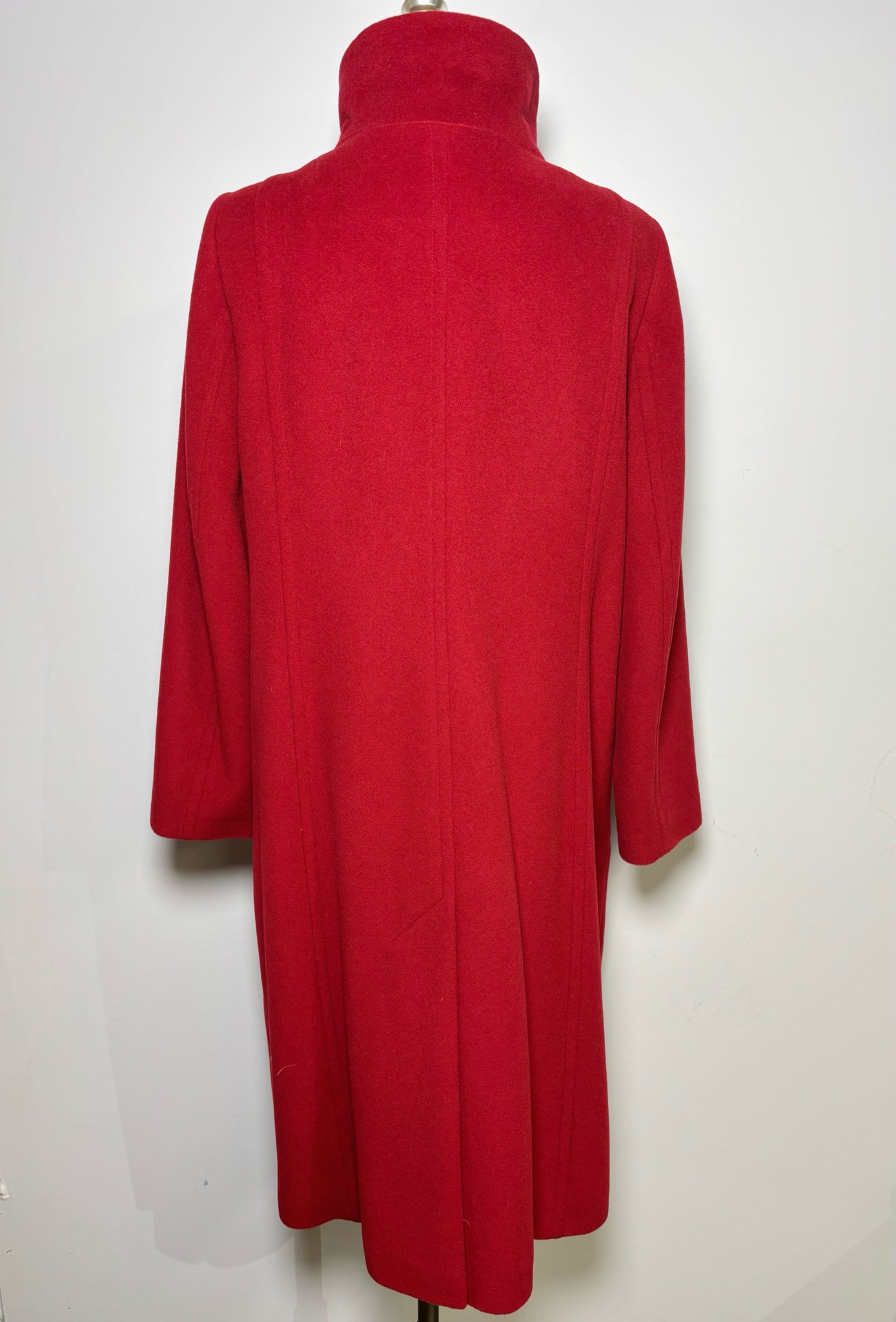 Women Size 14 Akris Punto Red Solid Wool, Cashmere Long Coat