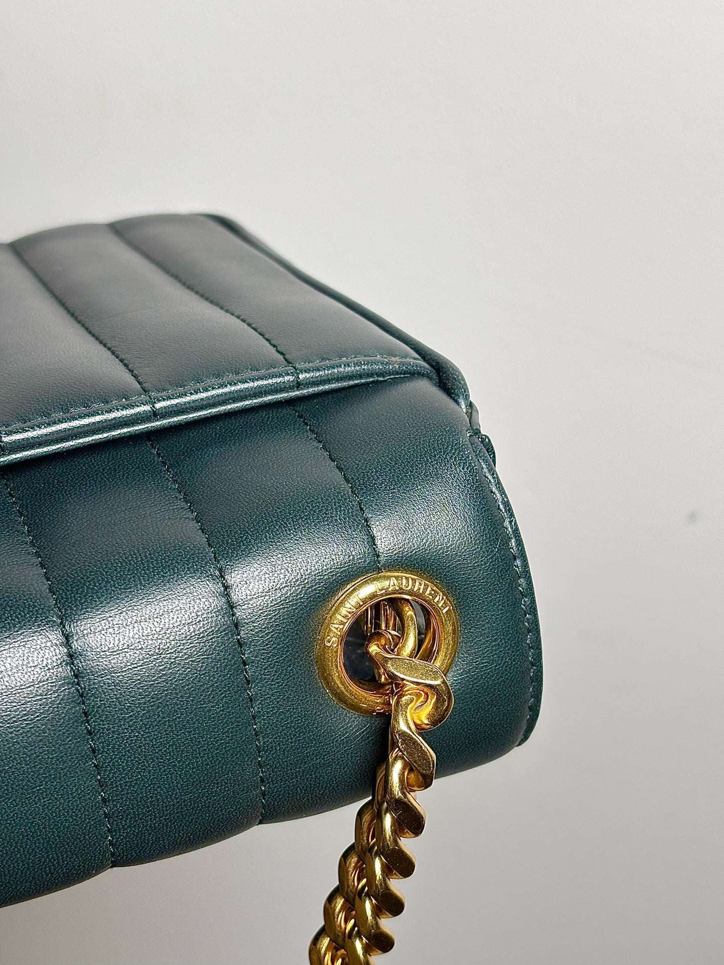 Yves Saint Laurent Solid Leather Forest Green Purse