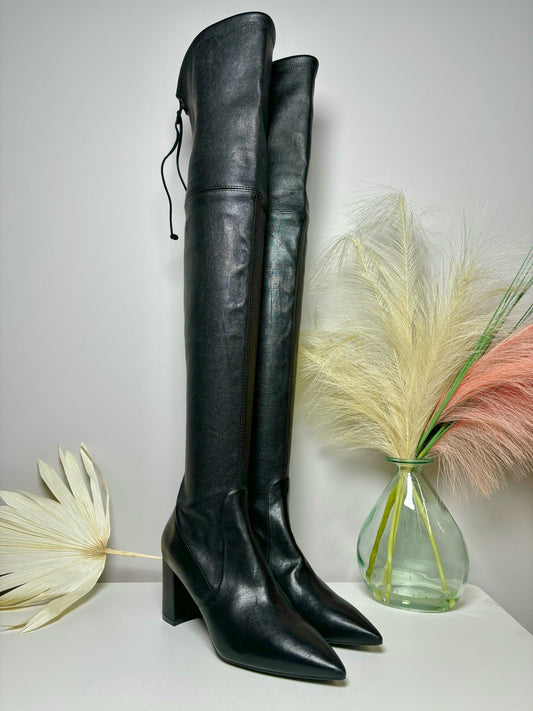 W Shoe Size 8 Stuart Weitzman Black Leather Cowhide Over Knee Boots