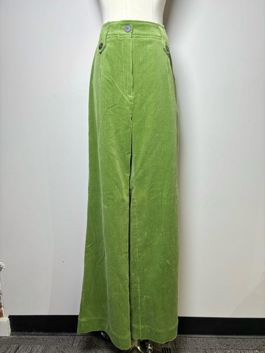 Women Size L Sezane Moss Green Solid Corduroy Wide Leg Pants