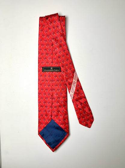 Ermenegildo Zegna Red Silk Floral Men's Tie