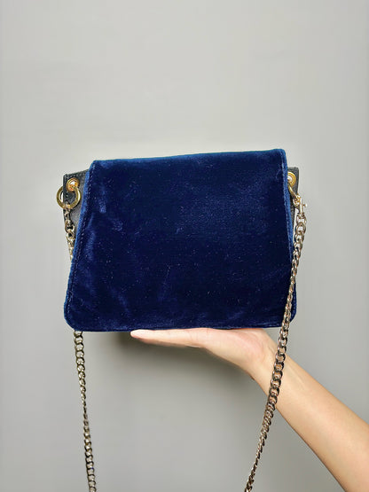 J. Wanderson Solid Velvet Blue Velvet Purse