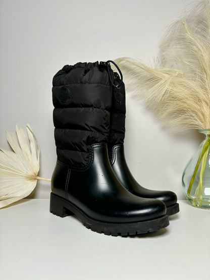 W Shoe Size 39 Moncler Black Rubber Boots