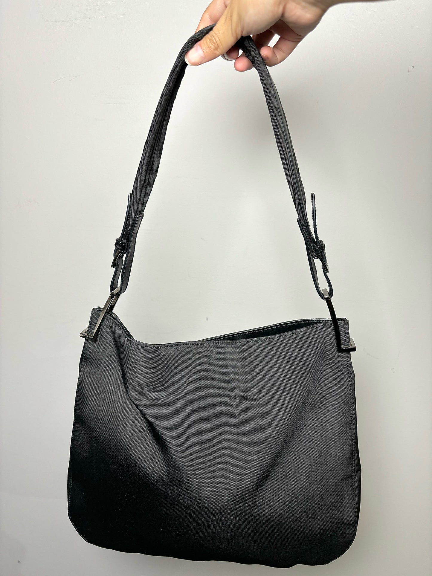 Black Gucci Solid Nylon Purse Hobo Single Shoulder Strap