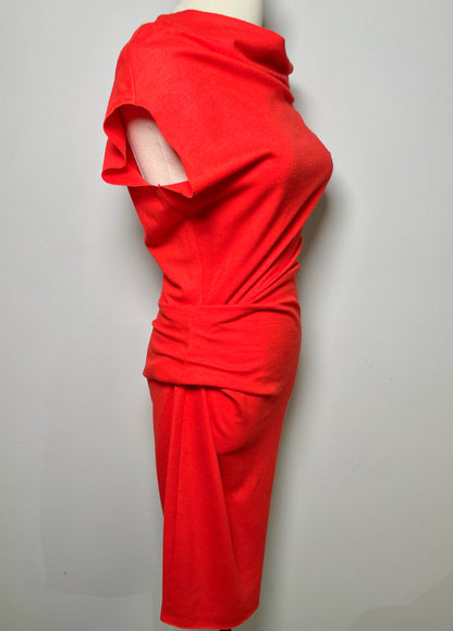 Women Size S Helmut Lang Red Solid Wool Dress