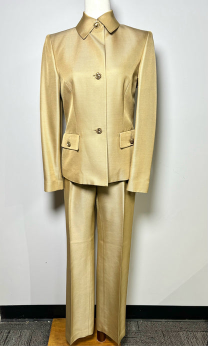 Women Size 6 Dana Buchman Gold Solid Silk, Wool Blend Pants