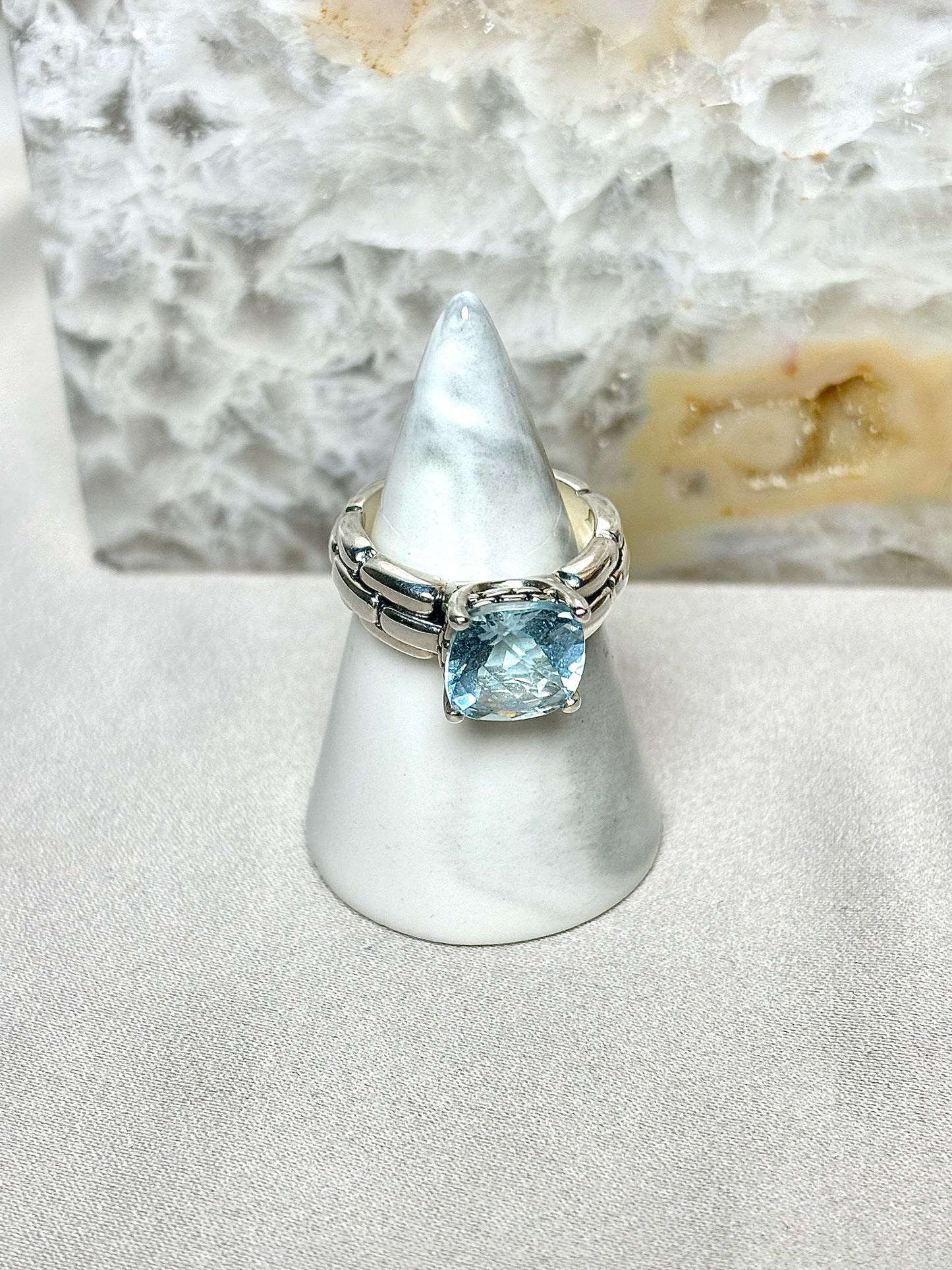 John Hardy Sterling Silver Topaz Blue 6 Ring