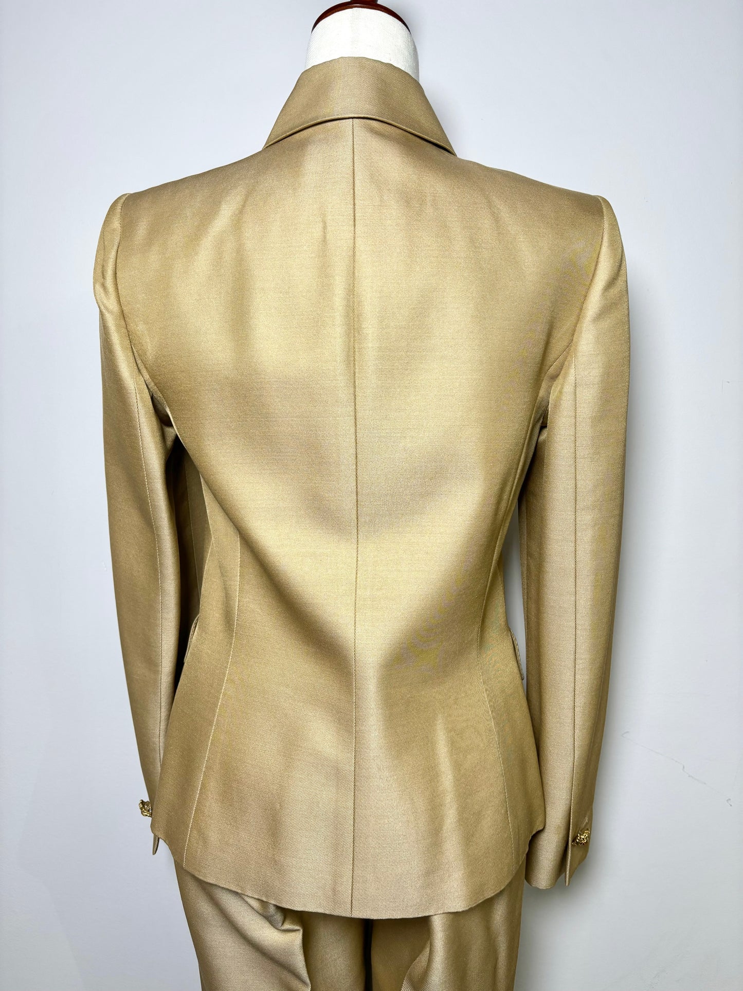 Women Size 4 Dana Buchman Gold Silk, Wool Blend Blazer