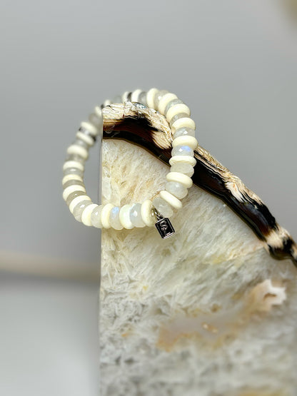 Bone Sheryl Lowe Stretch Moonstone, Bone Diamonds Bracelet