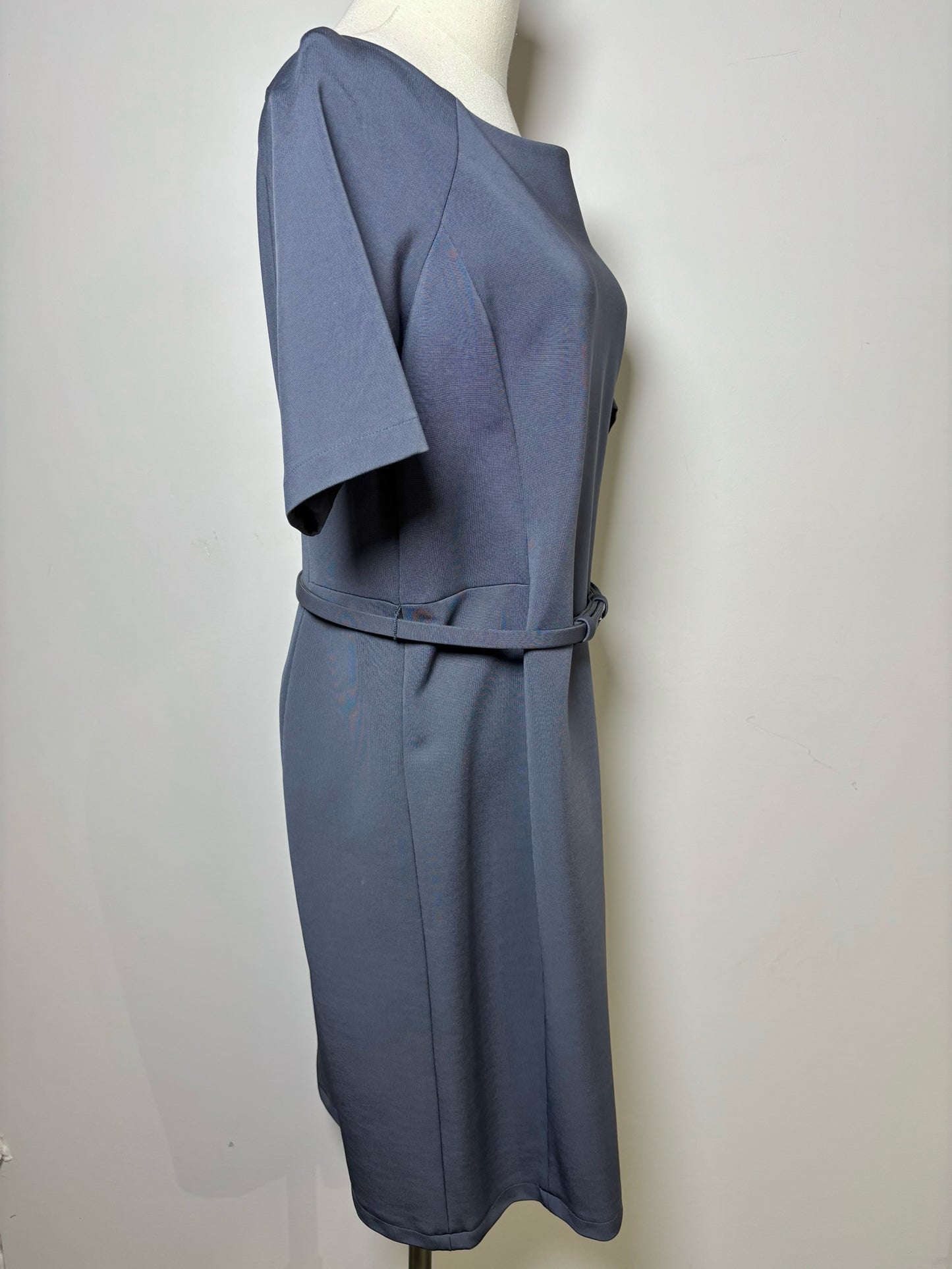 Women Size 14 Lafayette 148 Gray Solid Viscose Dress