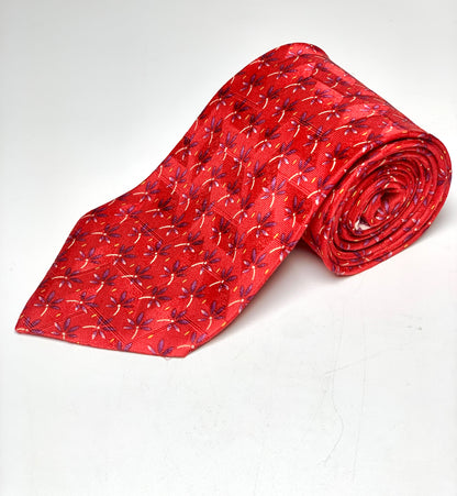 Ermenegildo Zegna Red Silk Floral Men's Tie