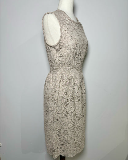 Women Size 8 Kate Spade Taupe Lace Cotton A-line Cocktail Dress