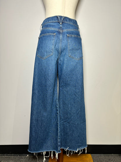 Women Size 30 Veronica Beard Blue Solid Denim Wide Leg Jeans