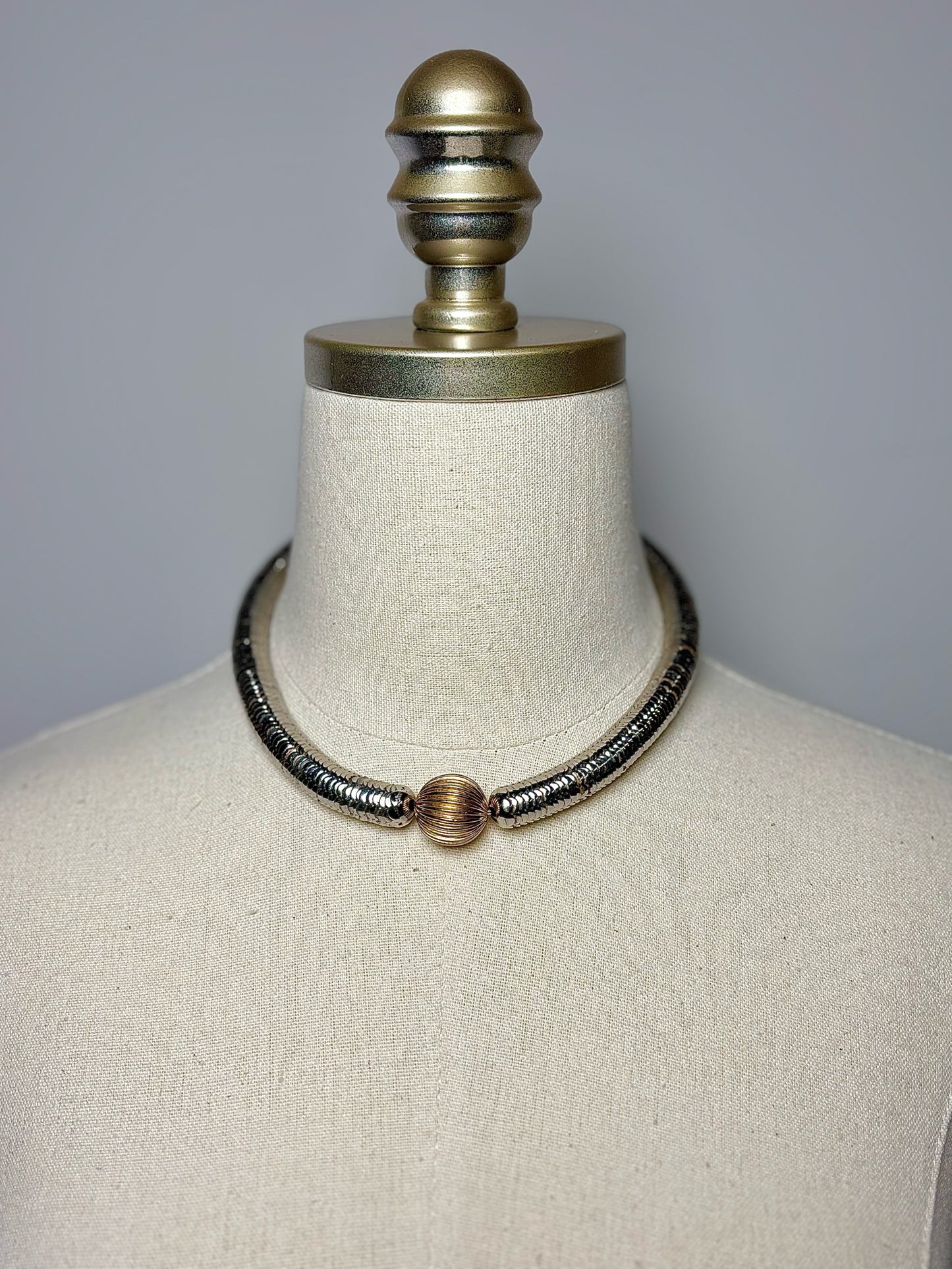 Yves Saint Laurent Sterling Silver Serpentine Chain Vintage Necklace