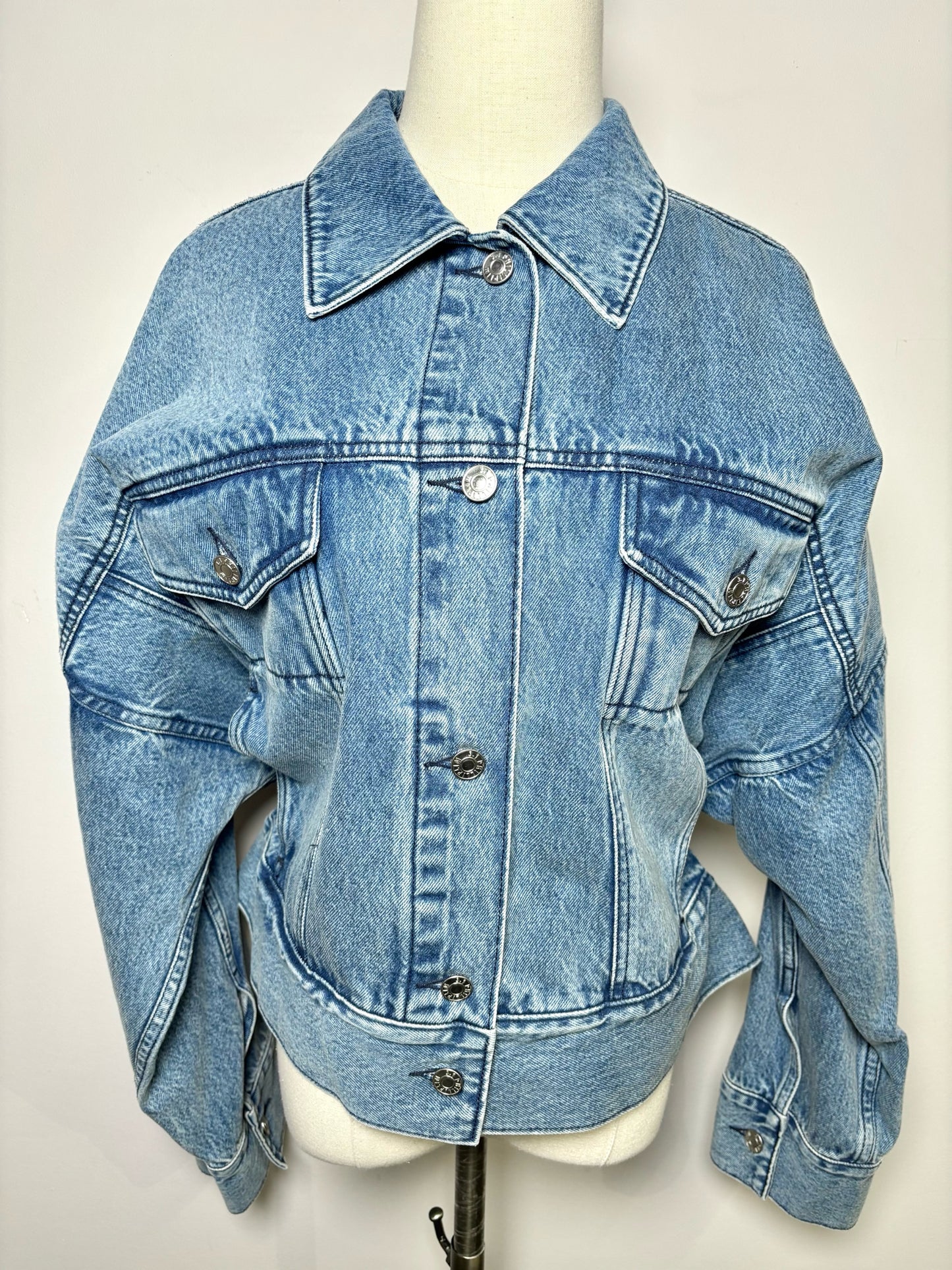 Women Size M 3.1 Phillip Lim Blue Denim Belted Jacket