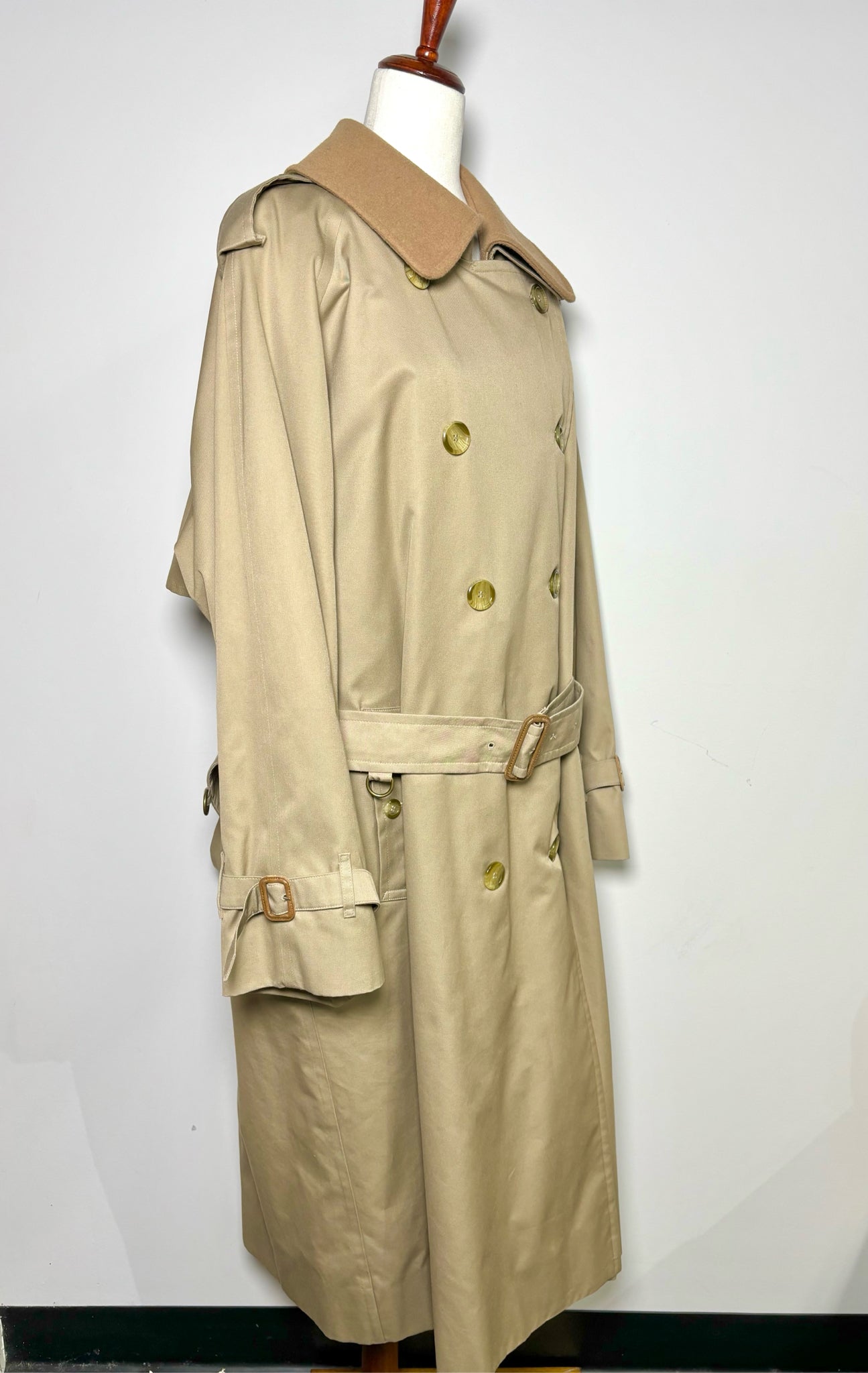 Men's Trench Coat Burberry's Vintage Khaki Removable Plaid Wool Lining