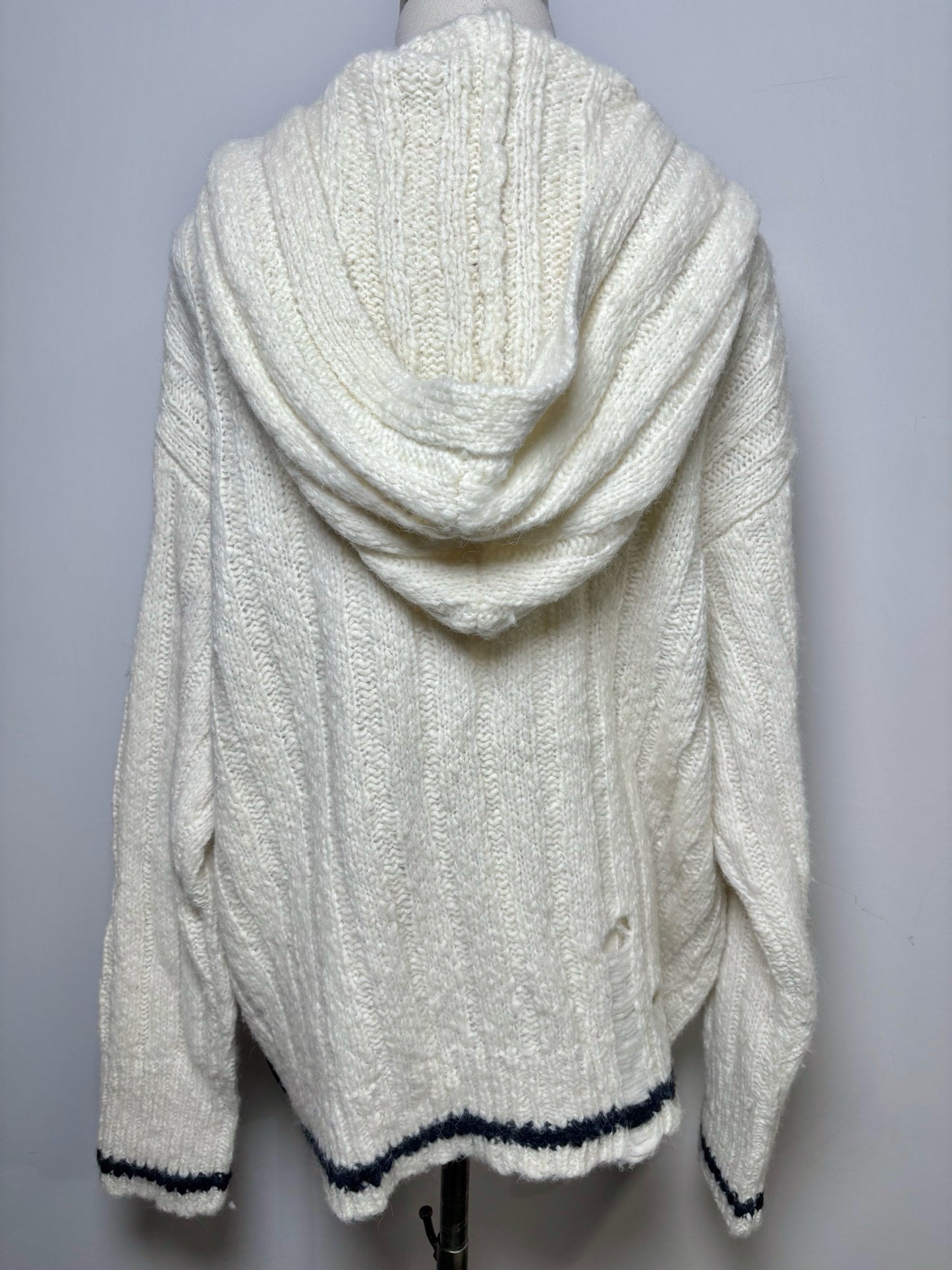 Women Size S Raquel Allegrra Cream Chunk Knit Hoodie Sweater