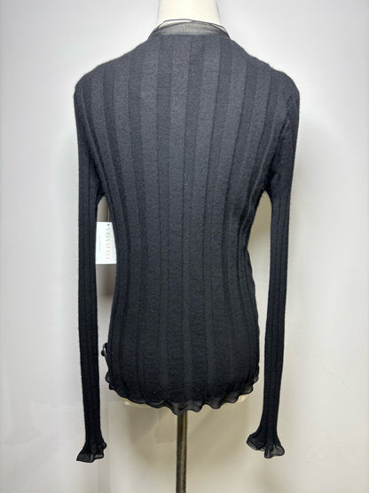 Women Size M Christopher Fischer Black Solid Cashmere Sweater