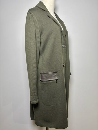 Women Size XL D. Exterior Forest Green Solid Wool Coat