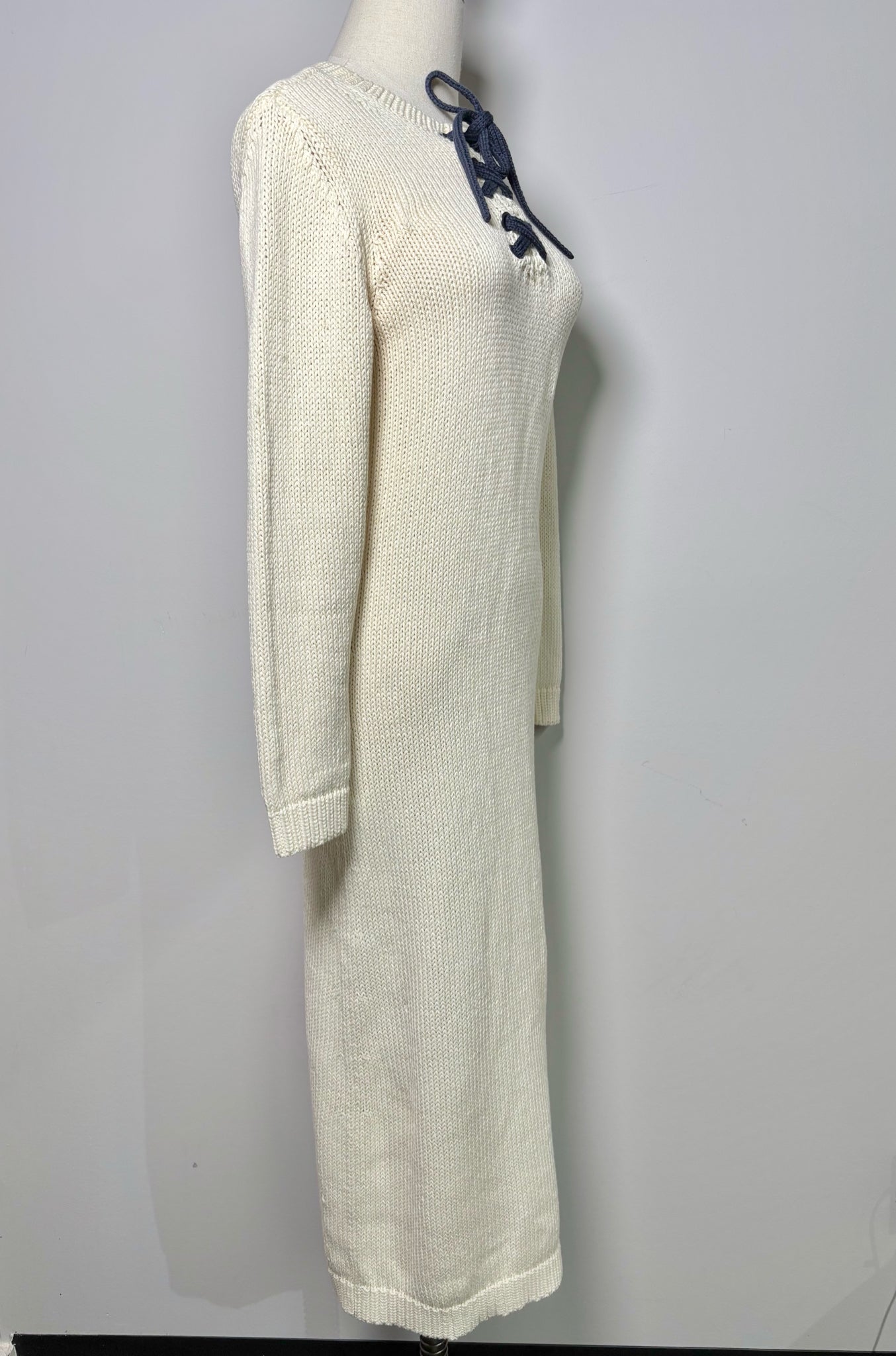 Women Size M Zimmerman Cream Solid Cotton Knitted Midi Dress