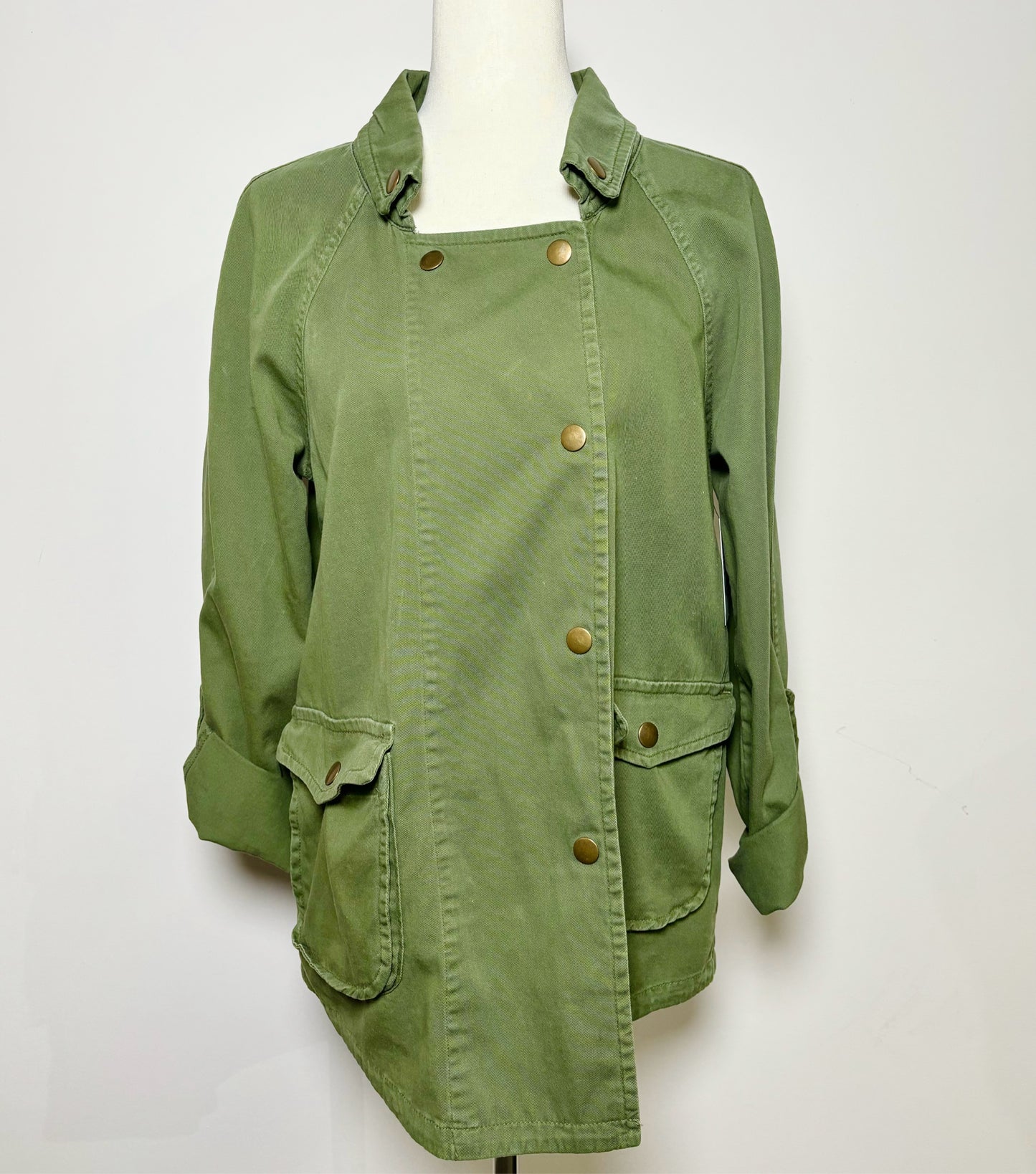 Women Size S Textile Elizabeth & James Army Green Solid Cotton Jacket