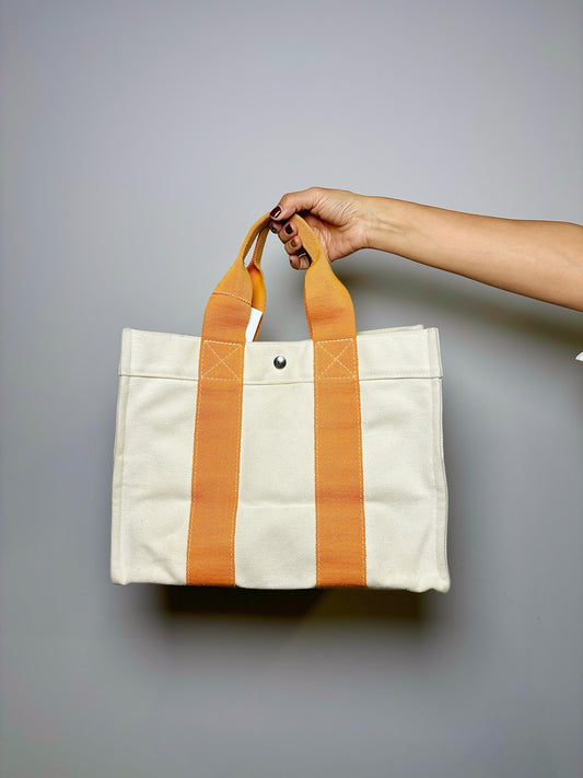 Beige Hermes Orange Tan Canvas PM Tote