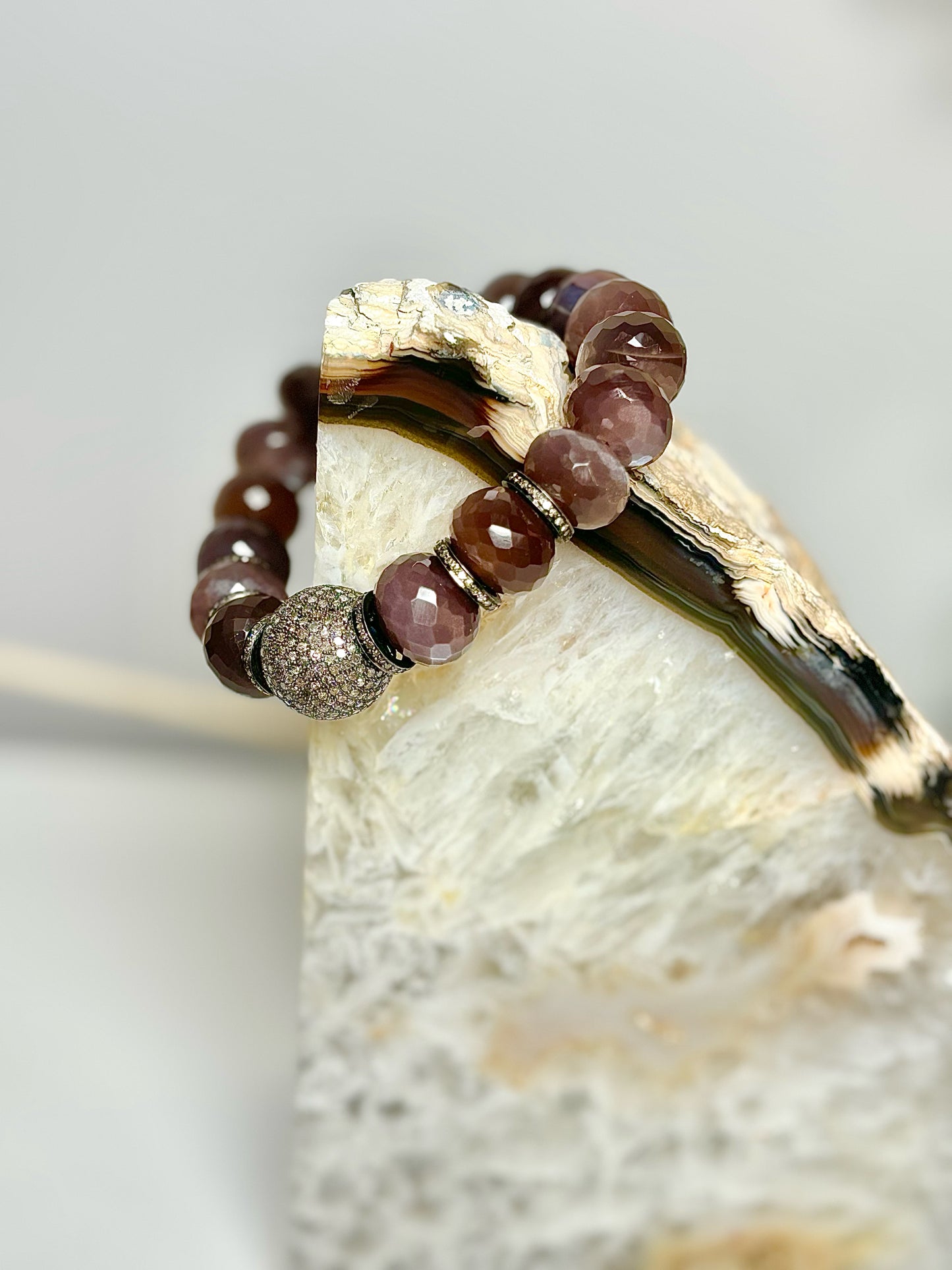 Brown Sheryl Lowe Gray Moonstone Beads Bracelet