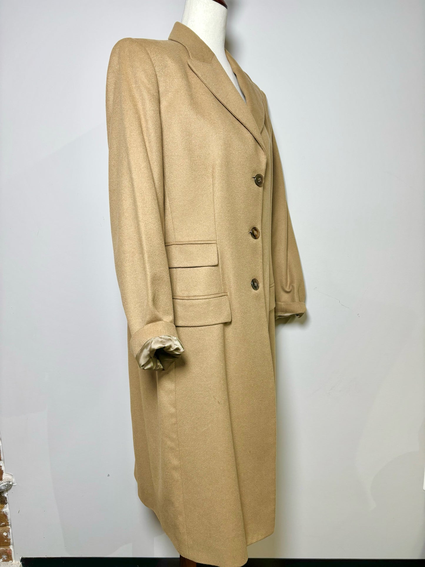 Women Size 12 Giorgio Armani Camel Solid Cashmere Long Coat